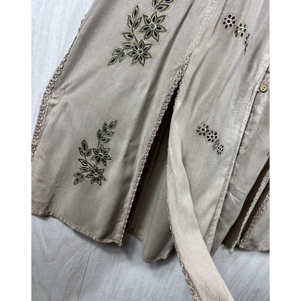 Vintage Sportique Maxi Skirt Beige Rayon Embroidered Y2K Boho NWT Women's M - Picture 4 of 9